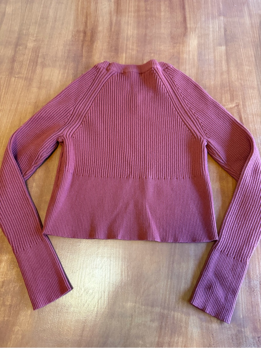 Women’s Ribbed Cropped Sweater - Rust Red - Picture 5 of 5